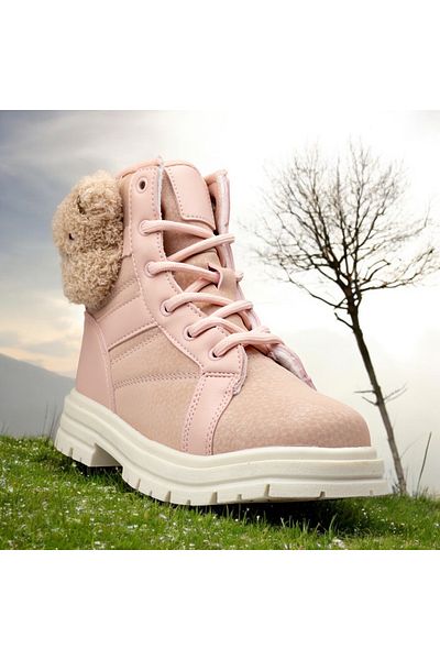 JOJO KIDS κοριτσίστικες μπότες αρκουδάκι, μπότες με φερμουάρ, κορδόνια, σόλα με σφήνα