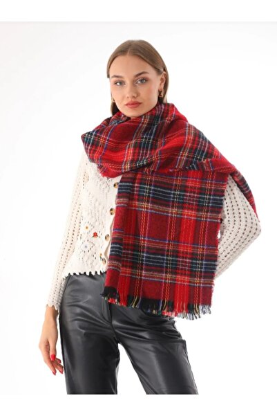 SHClothing accessories Ekoseli yumoş dokulu kırmızı atkı