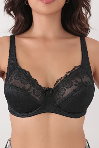 Malika Μαύρο ύφασμα δαντέλας - Σουτιέν χαμηλής κοπής που δεν τεντώνεται και μαζεύει 4676004 -hürrem