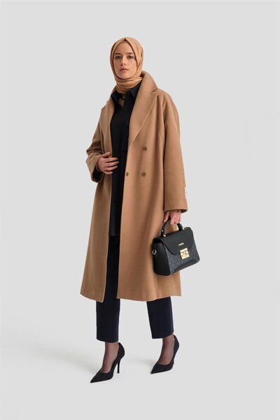 Armine 24K8102 Model Camel Coat - Label Detailed