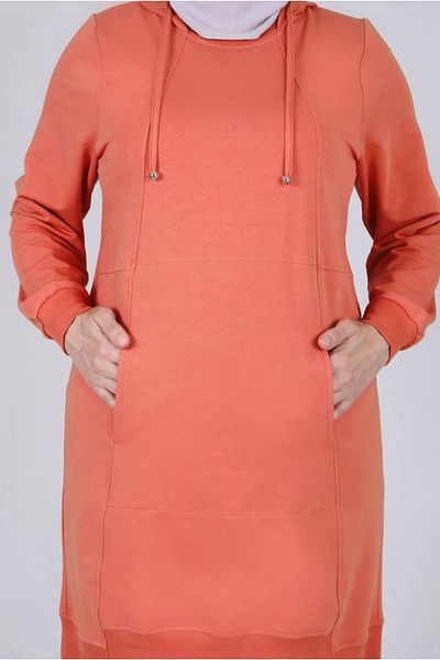 Moda Rosa 25K2048 - Peach - Plus Size Hijab - Two Thread Tunic