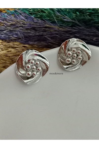 mos&more Gümüş Renk İncili Sarmal Kadın Küpe