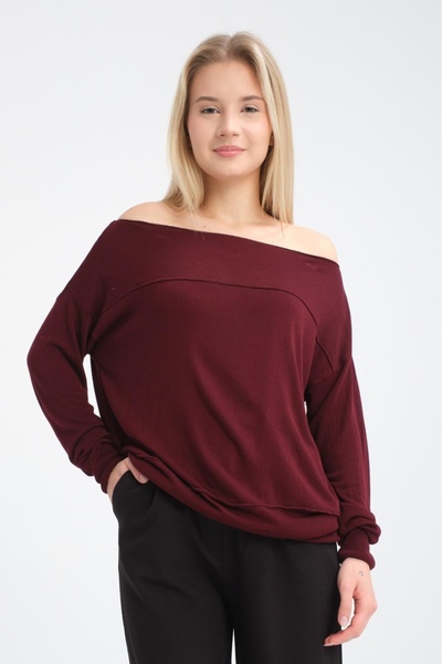 sumoda Pulover tricotat subțire din viscoză, fără umeri, pentru femei