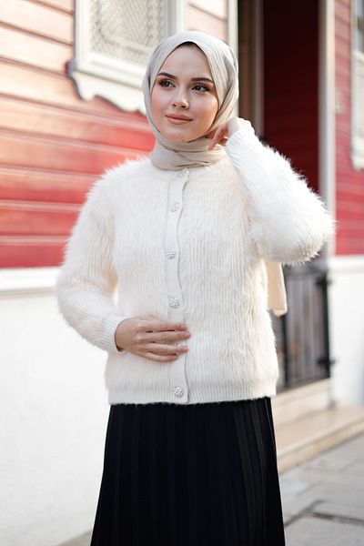 Pamuk Butik Γυναικεία ζακέτα με μαλακή υφή με γένια