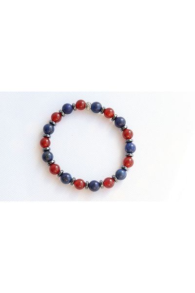 CessNova Certified 100% Original Natural Stone Ts Fan Bracelet (Agate, Lapis, Hematite) 8mm