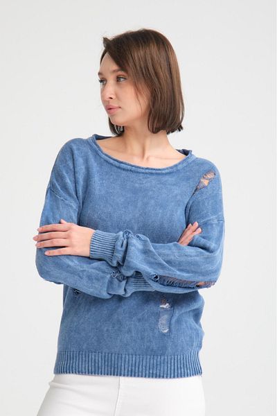 Su Moda Îmbrăcăminte pentru femei Tricoturi Pulover Spălat rupt guler cârnați Sport-chic cu mânecă lungă