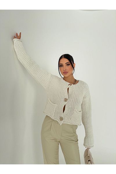 Ekim Store Buttoned Crop Knitwear Cardigan