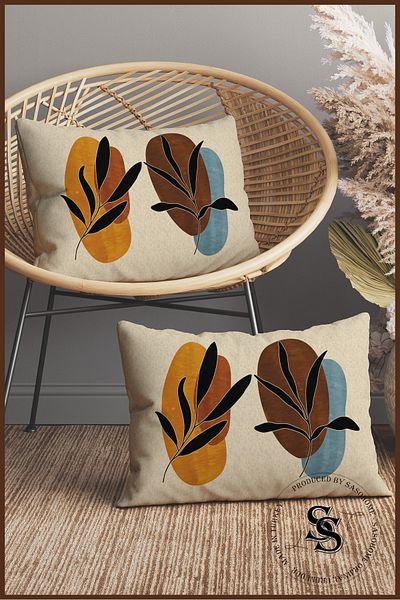 SasoHome Modern Surreal Flowers Pattern Leaf Pattern 2-Piece Rectangular Throw Pillow Cover
