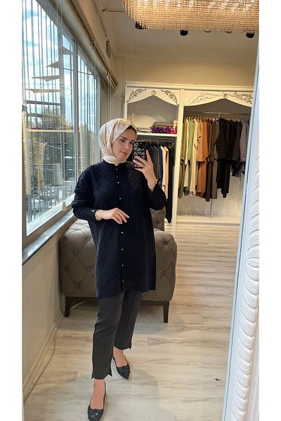 Invee سترة صوفية منقوشة من الصوف المخلوط من INVEE 6957 - أسود