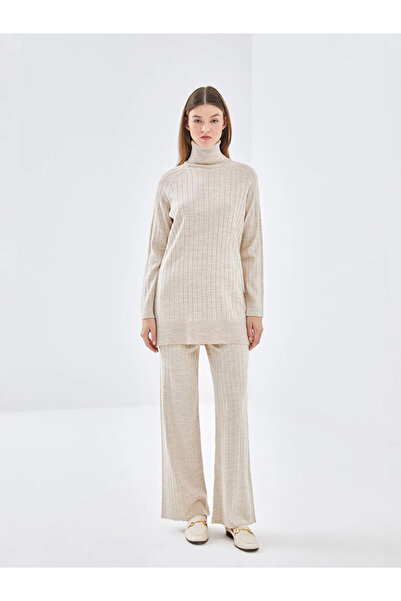 LC Waikiki Lcw Modest Beige Women's Knitwear Pants with Elastic Waist