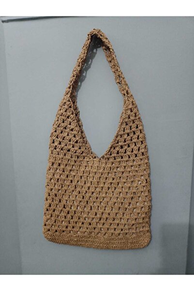 DK HOME Γυναικεία τσάντα ώμου σε χρώμα βιζόν, χειροποίητη, πλεκτή από χαρτί, ...