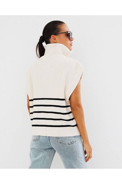 İLKCET MODA Zippered Ecru Sleeveless Sweater