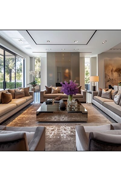 LUXURY VİLLA LUXURY Bronz Aynalı Tekerlekli Orta Sehpa 70x110 Yükseklik 26 Cm