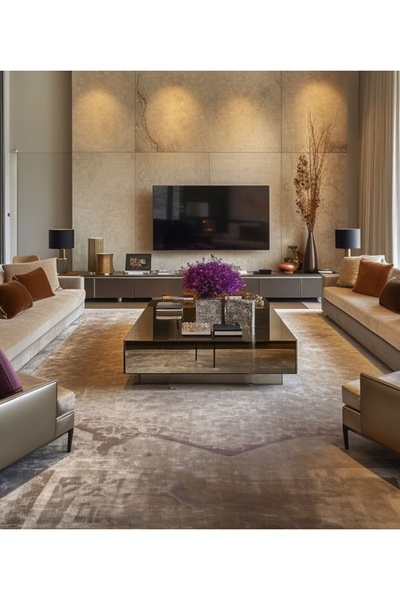 LUXURY VİLLA Luxury Bronz Aynalı Orta Sehpa 70x110 Yükseklik 28cm