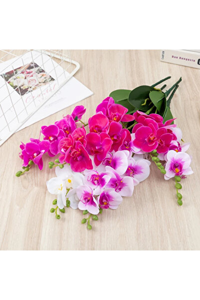 MD Aspiz Flowers 1 изкуствено мокро двойно орхидеено цвете _ букет с бръшлян и сухо цвете без саксия