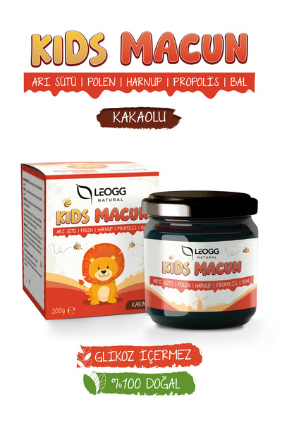 Leogg Natural Kids Macun Çocuklar Için Özel Arı Sütü, Pekmez, Bal, Propolis, Polen Ve Kakaolu