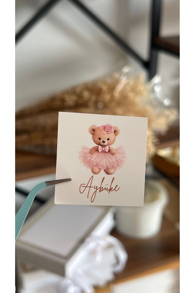 arl etiket tasarım dijital baskı merkezi Pembe Elbiseli Ayıcık Yenidoğan Çiko...