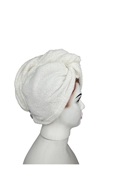 Ellaline 100% Cotton Certified Hair Dryer Cap - Elastic and Buttoned Towel