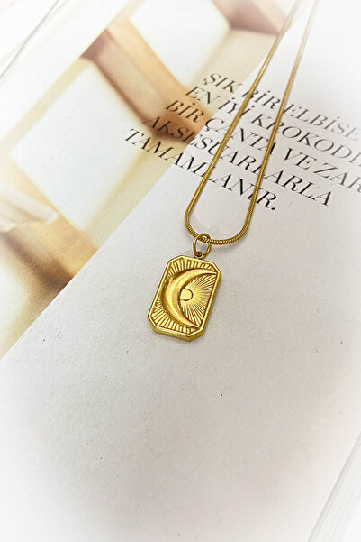 roshel الصلب الذهب اللون رقيقة سلسلة القمر نموذج قلادة الصلب