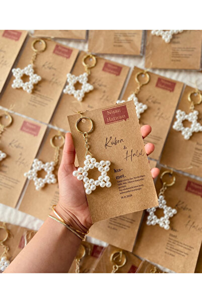 arl etiket tasarım dijital baskı merkezi Yıldız Anahtarlıklı Nişan hatırası k...