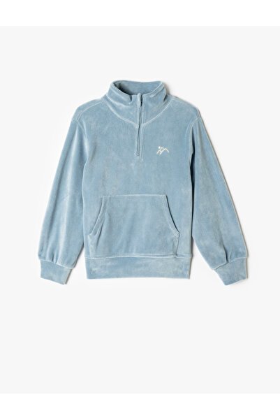 Koton Blue Girl's High Neck Sweatshirt