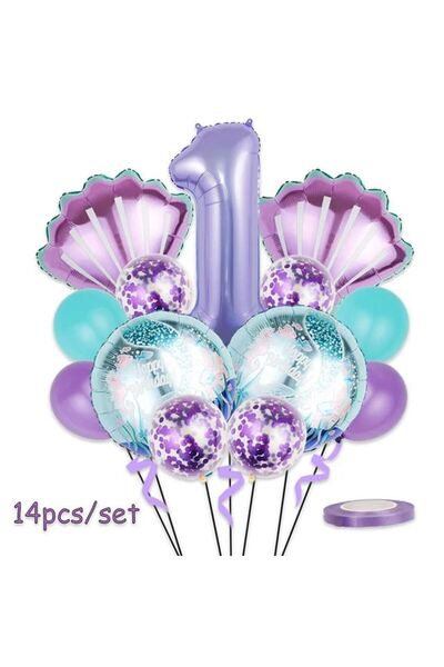 DÜVENCİ TİCARET DENİZ KIZI TEMALI YAŞ BALON FOLYO SET