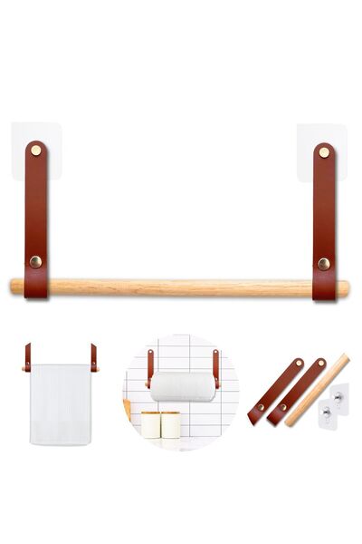 YeferStore Genuine Leather Paper Towel Holder for Kitchen & Bathroom, Adhesiv...