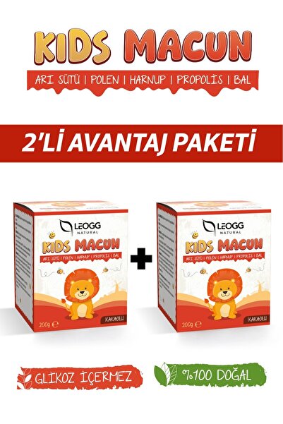 Leogg Natural 2'li Kids Macun Çocuklar Için Özel Arı Sütü, Pekmez, Bal, Propo...