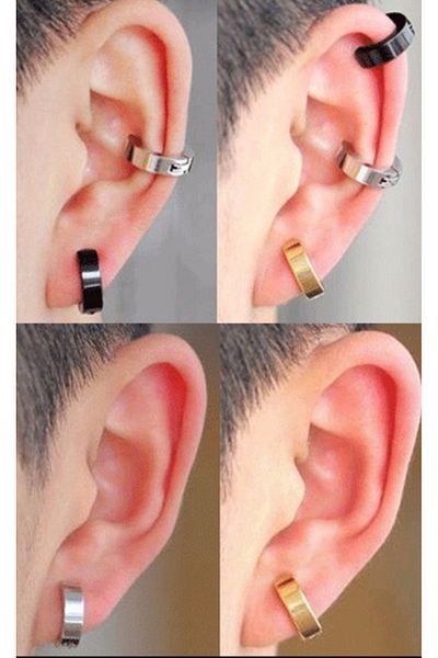 RUNALAKSESUAR Unisex Men's and Women's Steel Compression Earrings - to Ears Without Holes