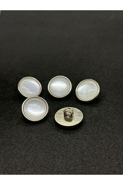BEİLYS COSMETİCS & ACCESSORY Metal Framed Mother of Pearl Plated Button 1.5cm. 5 Pieces