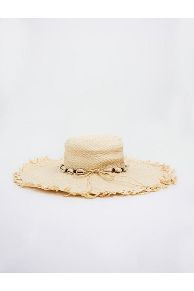 Jimmy Key Dark Beige Straw Hat with Sea Shells