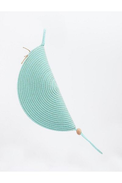 Jimmy Key Mint Green Bead Detailed Straw Clutch Bag