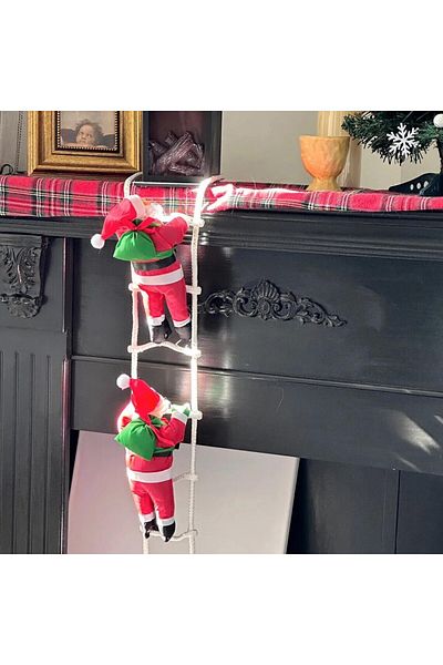 Kuzey 87 cm 2-Piece Climbing the Ladder Christmas Dady Christmas Ornament Vitrin Christmas Ornaments Christmas Pine Tree Ornaments