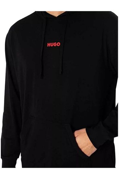HUGO Men's Black Sweatshirt - Hooded Neck, Regular Fit, Cotton, Long Sleeve 50518693 -001