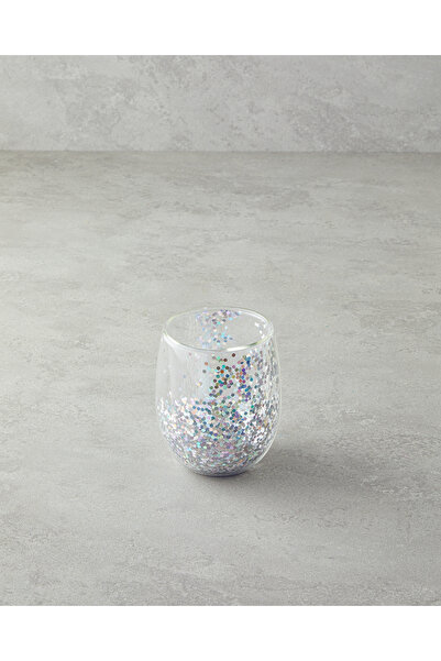 English Home 400 ml Silver Shimmer Borosilicate Double Wall Cup