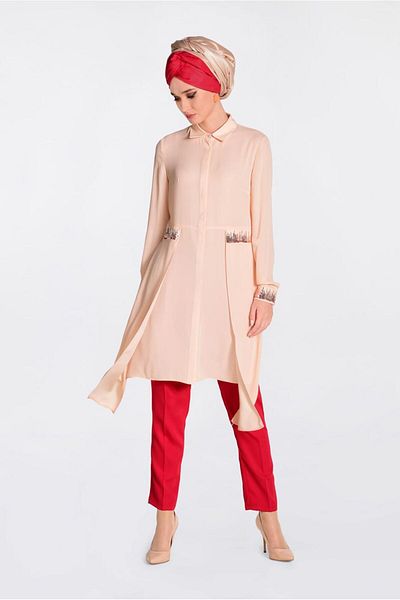 Alvina Pul Payet Detail Asymetric Chiffon Tunic 4077-1