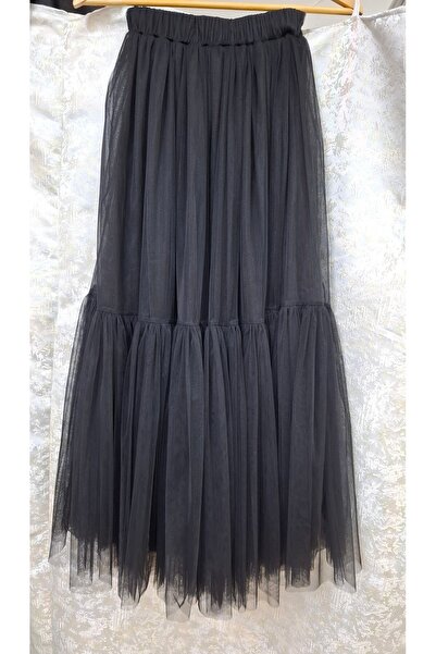 Qrsln Black Carmen Ankle Length Tulle Tutu Skirt