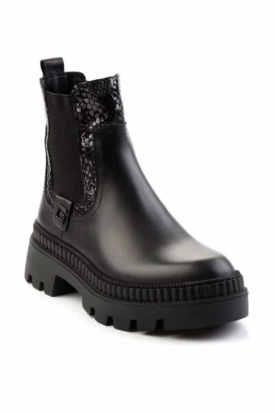 Bambi Siyah Leather Kadın Bot & Bootie K02719100303