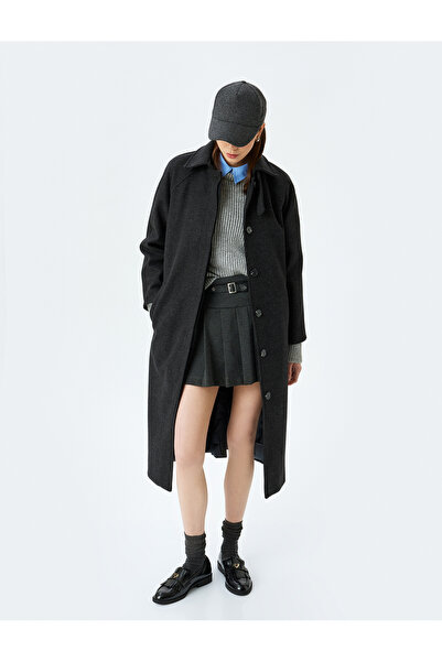 Koton Women's Grey Belted Coat