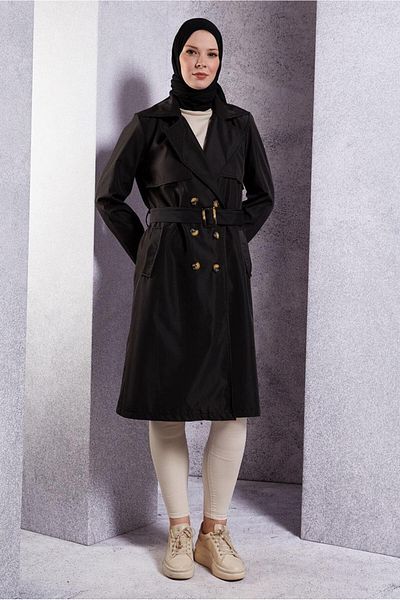 TRENDTESETTÜR ΓΥΝΑΙΚΕΙΑ ΜΑΥΡΗ ΖΩΝΗ TRENCH COAT T 2703