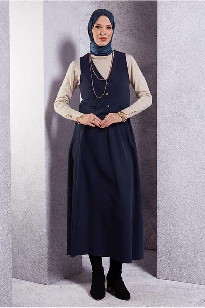 TRENDTESETTÜR Navy Blue Vest Women's Skirt Suit - t 3637