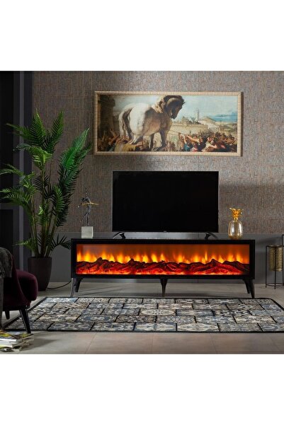 LORA MOBİLYA Dekoratif Şömine Tvsehpası Tvünitesi Elektronik Doğal Şömine "AN...