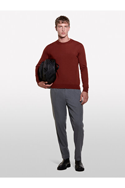 Sisley Чоловічий пуловер з вовняної суміші бордового кольору з капюшоном