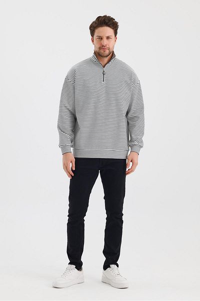 ALEXANDERGARDI Hanorac confort cu dungi cu fermoar cu guler ridicat - UNI-00247