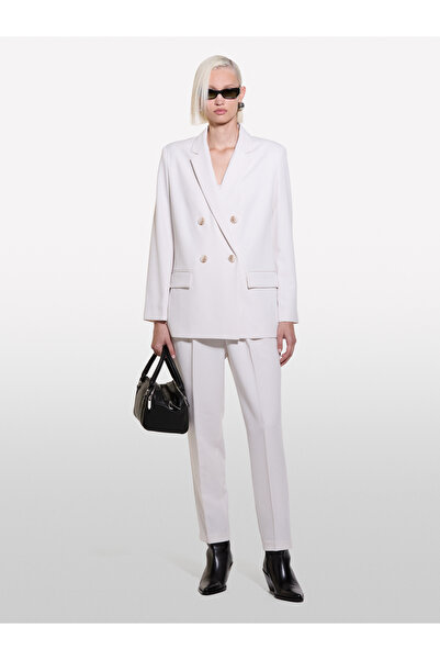 Sisley Women's Beige Polyviscose High Waist Jogger Pants