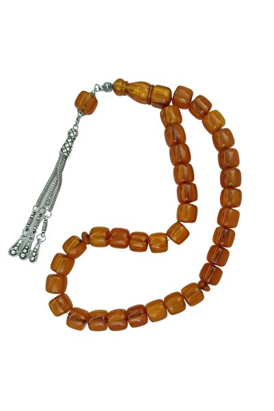 OltutaşıMarket مسبحة صلاة من العنبر المضغوط باللون الأصفر مقاس 12 × 11 ملم