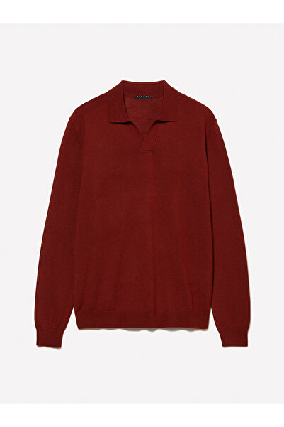 Sisley Ανδρικό μπλουζάκι με μακρυμάνικο γιακά πόλο από μάλλινο μείγμα κανονικής εφαρμογής