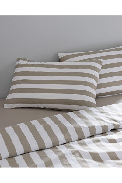 Madame Coco Avignon King Size 100% Cotton Ranforce Printed Duvet Cover Set - Khaki