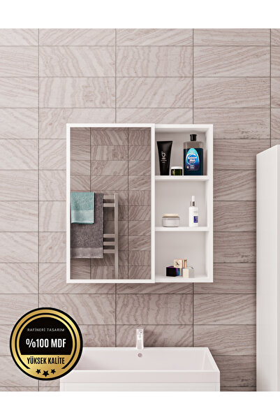rafineritasarım DALİN TEK KAPAK AYNALI BANYO DOLABI RAFLI MDF