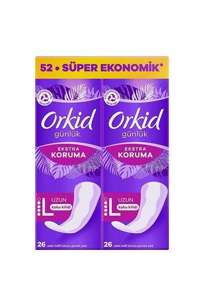 Orkid وسادة يومية طويلة للحماية الإضافية 52 قطعة